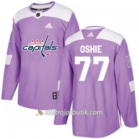 Män Ishockey Washington Capitals Tröja T.J. Oshie 77 Adidas 2017-2018 Lila Fights Cancer Practice Authentic